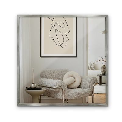 Rectangular mirror Silver frame wall hanging