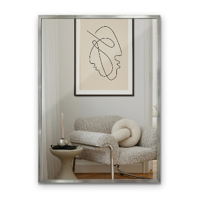 Rectangular mirror Silver frame wall hanging