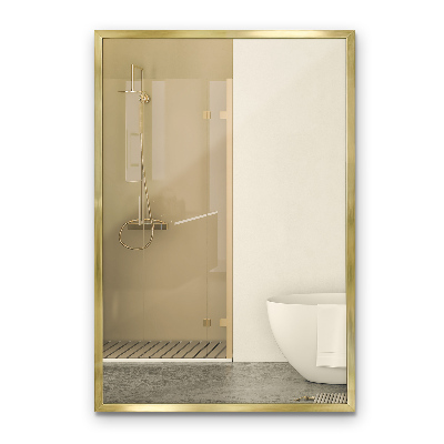 Decorative rectangular wall mirror with a gold frame