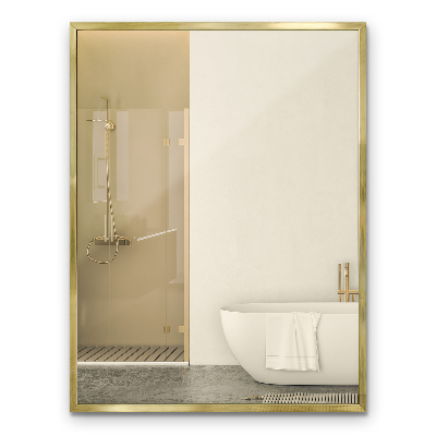 Decorative rectangular wall mirror with a gold frame