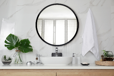Round bathroom mirror black frame