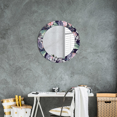 Round decorative wall mirror Cranes birds