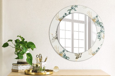 Round mirror printed frame Chinoserie