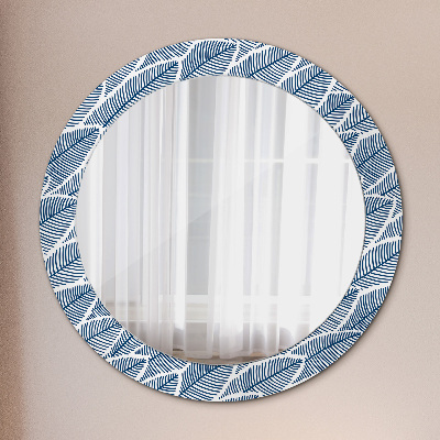 Round mirror printed frame Leaves