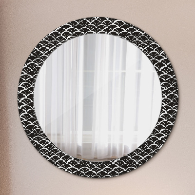Round mirror printed frame Oriental scales