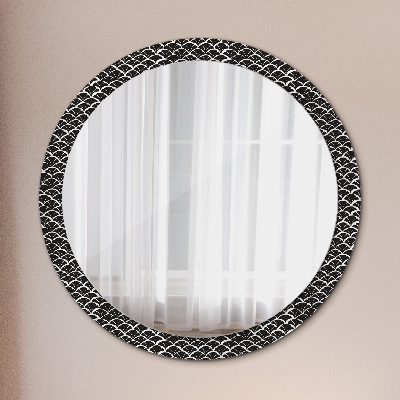 Round mirror printed frame Oriental scales
