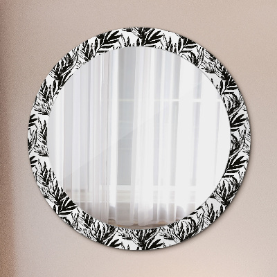 Round decorative wall mirror Monstera