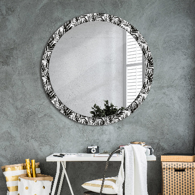 Round decorative wall mirror Monstera