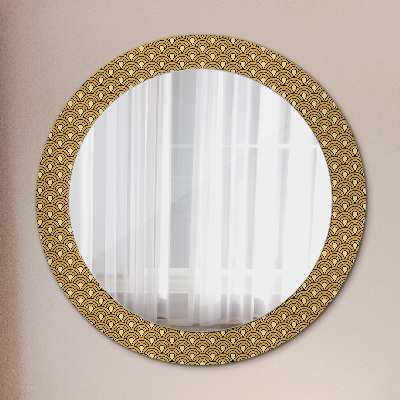Round mirror printed frame Deco vintage