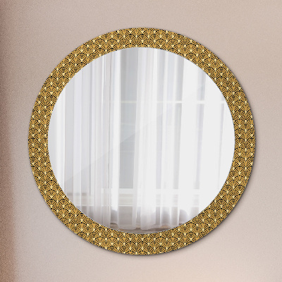 Round mirror printed frame Deco vintage