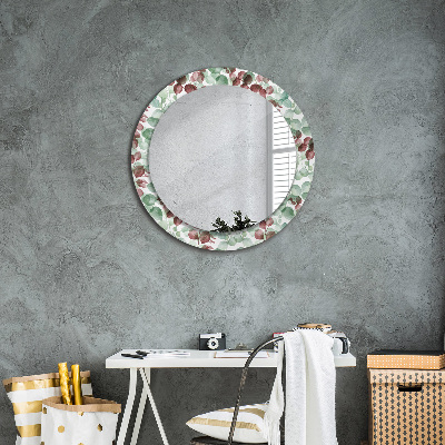 Round mirror printed frame Eucaliptus