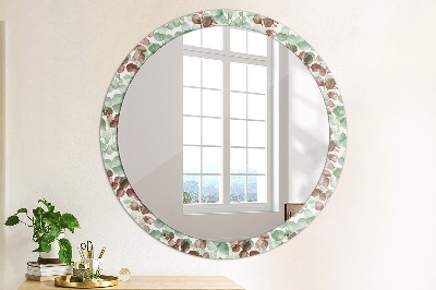 Round mirror printed frame Eucaliptus