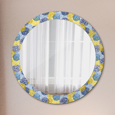 Round mirror printed frame Blue flowers