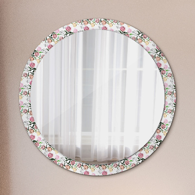 Round mirror printed frame Peony buds