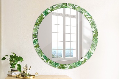 Round decorative wall mirror Jungle leaves