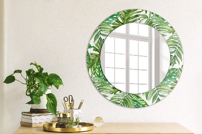 Round decorative wall mirror Jungle leaves