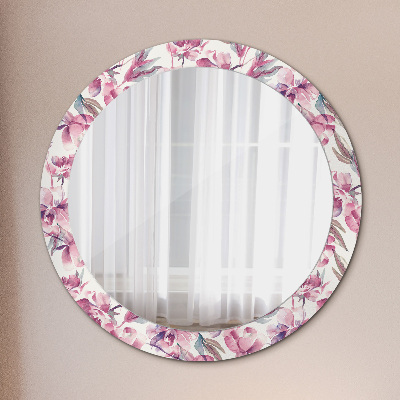 Round mirror decor Peonies flowers