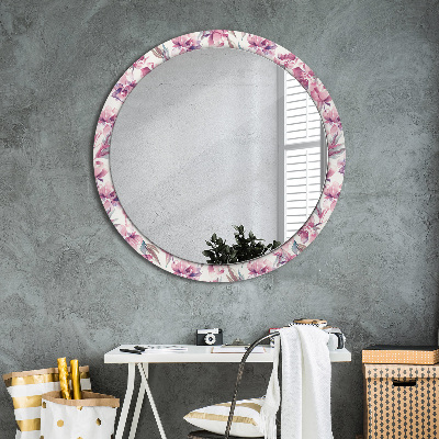 Round mirror decor Peonies flowers