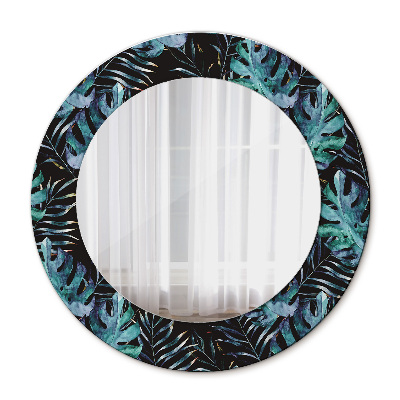 Round mirror decor Exotic leaves