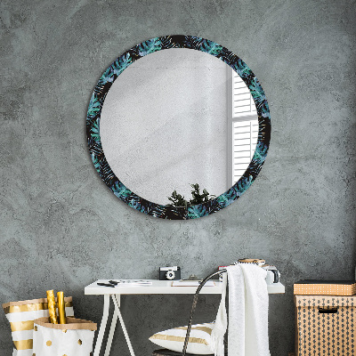 Round mirror decor Exotic leaves