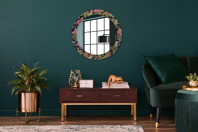 Round decorative wall mirror Hibiscus flowers