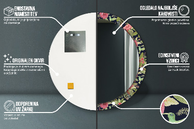 Round decorative wall mirror Hibiscus flowers