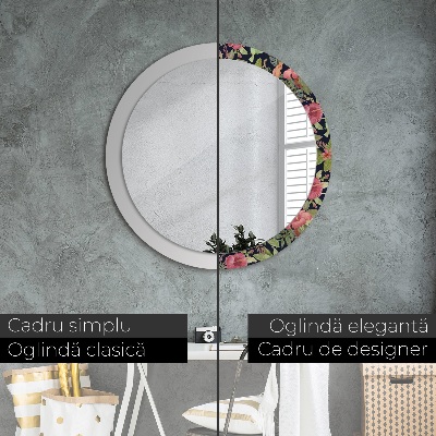 Round decorative wall mirror Hibiscus flowers