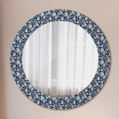 Round mirror printed frame Boho patterin
