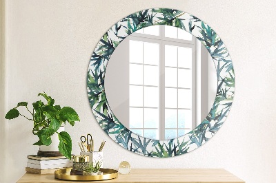 Round mirror printed frame Blue palms