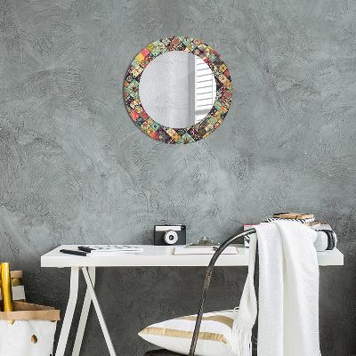 Round mirror decor Ethnic floral
