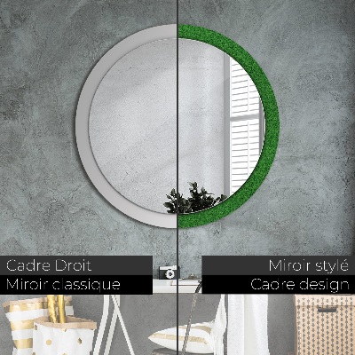 Round mirror decor Green grass