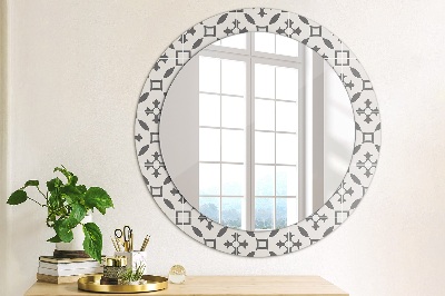 Round mirror printed frame Antique tiles