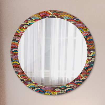 Round mirror printed frame Bohemian ornament