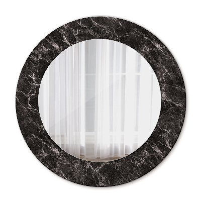 Round mirror printed frame Black marble