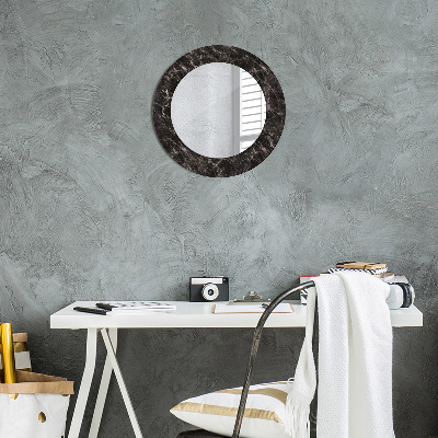 Round mirror printed frame Black marble