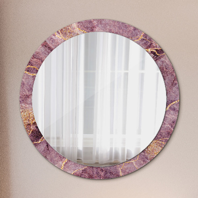 Round decorative wall mirror Marble with gold