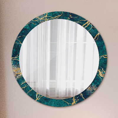 Round decorative wall mirror Malachite green marble