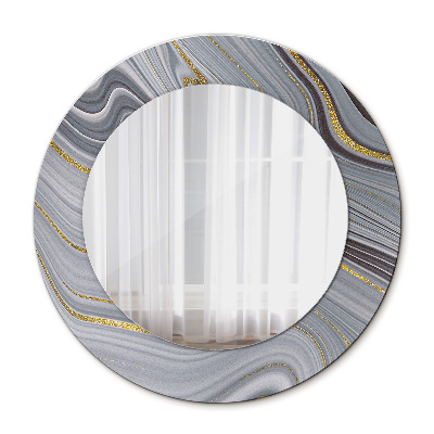 Round decorative wall mirror Grey marble