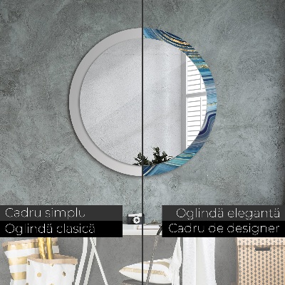 Round decorative wall mirror Blue marble