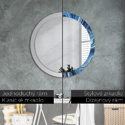 Round decorative wall mirror Blue marbling