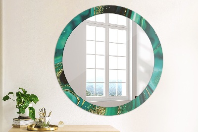 Round decorative wall mirror Emerald green marble