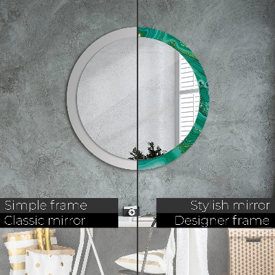 Round mirror printed frame Agate jasper marble