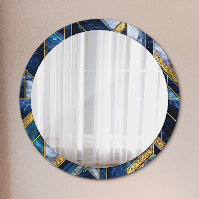 Round mirror printed frame Modern marble