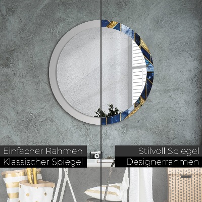 Round mirror printed frame Modern marble
