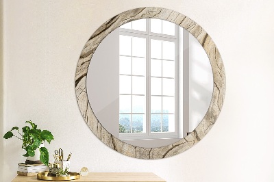 Round mirror printed frame Cracked wood