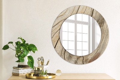 Round mirror printed frame Cracked wood