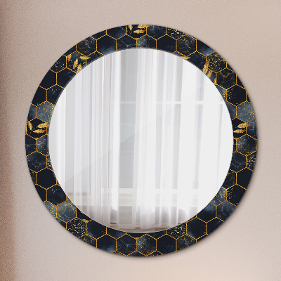 Round mirror decor Marble hexagon