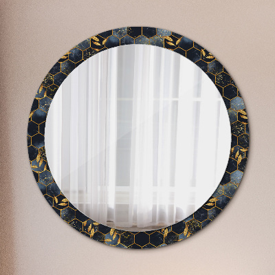 Round mirror decor Marble hexagon