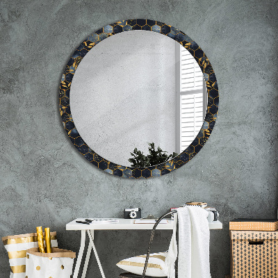 Round mirror decor Marble hexagon