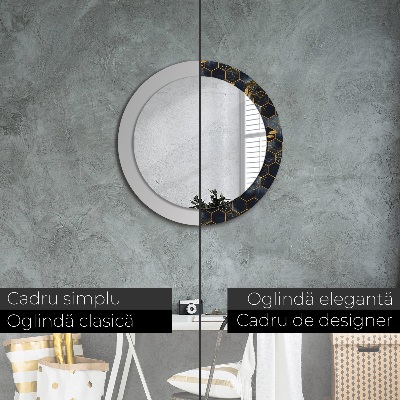 Round mirror decor Marble hexagon